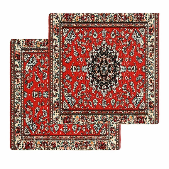 Red Bohemian Dish Towels Set, Waffle Weave Kitchen Towels 2 Pieces, Boho Flower Abstract Modern Retro Art Microfiber Hair Face Bath Tea Towel Absorbent Quick Drying Cleaning Dish Cloths 12"x12"