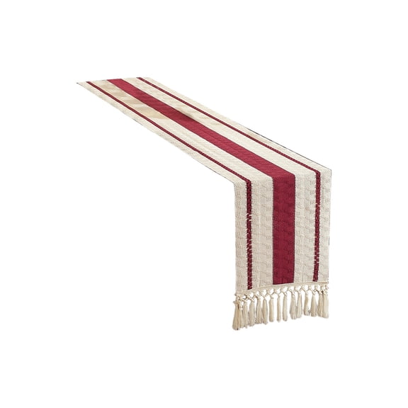 Red Bohemian Fringe Table Runner 30X183Cm Lace Crochet Mesh Weave For Dining Table Decor Wedding Party Home Decoration Polyester Fabric Vintage Style Easy Care Washable