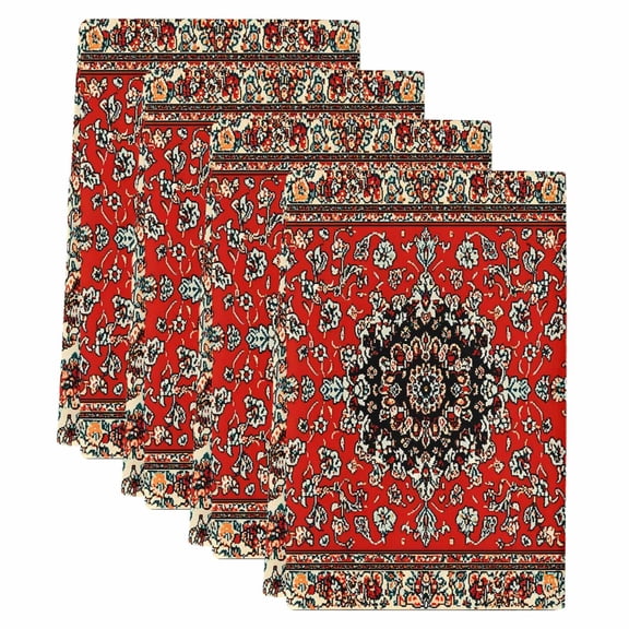 Red Bohemian Kitchen Towels Set of 4, Boho Flower Abstract Modern Retro Art Soft Microfiber Dish Towels, Absorbent Quick-Dry Washable Dishcloths for Kitchen Cleaning, Drying Dishes, 18x28 Inches