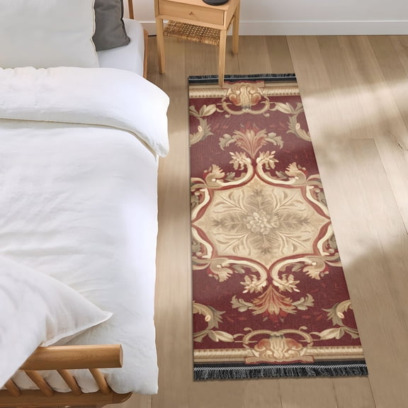 Red Bohemian Mandala Runner Area Rug 2x6 Soft Non-Slip Washable Bedside Carpet for Hallway Bedroom Living Room Home Decor