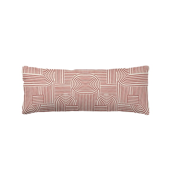 Red Boho Body Pillow Cover 20 x 60 Inch Decorative Pillow Cover Abstract Geometric Curves Lines Modern Lumbar Pillowcase Seasonal Rectangle Cushion Case for Couch Sofa Bed Living Room