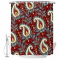 thumbnail image 1 of Red Boho Botanical Shower Curtain, Waterproof Shower Curtains for Bathroom, Southwestern Retro Leaves Ethnic Tribal Washable Fabric Bathtub Curtain Set Bath Decor with 12 Hooks 48"x72", 1 of 8
