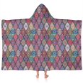 thumbnail image 1 of Red Boho Ethnic Geometric Pattern Hooded Bath Towel，60"x35" for Ages 3 To 12 Kids, Quick Dry Lightweight Soft Microfiber Hood Beach Towel Cover Up for Kids, 1 of 7