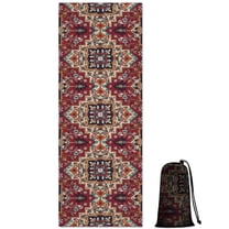 Red Boho Ethnic Geometric Pattern Hot Yoga Mat Towel Non Slip for Hot Yoga - Quick-Drying Yoga Mat Cover with 4 Corner Pockets with Travel Bag - Hot Yoga Towel Non Slip 70"x26"