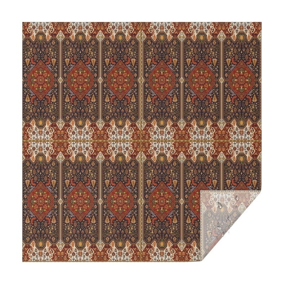 Red Boho Ethnic Geometric Pattern Square Tablecloth,Waterproof Square Table Cover,Wipeable Spillproof Washable Table Cover for Home Kitchen Party Decor 60"x60"(152x152cm)