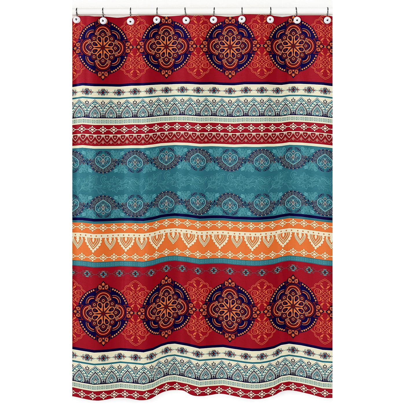 Red Boho Fabric Shower Curtain by Sweet Jojo Designs - Walmart.com
