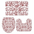 thumbnail image 1 of Red Boho Flower Bath Mat 3 Piece Bathroom Rug Set, Vintage Paisley Farmhouse Pattern Non Slip Bath Rug Contour Mat and Toilet Lid Cover, Absorbent Shower Mats Soft Bath Rugs and Mats Sets, 1 of 8