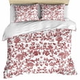 thumbnail image 1 of Red Boho Flower Bedding 3 Piece Duvet Cover Set Twin Size, Vintage Paisley Farmhouse Pattern Soft Microfiber Comforter Cover with Zipper Closure & Pillowcases, Wrinkle & FadeResistant Quilt Cover, 1 of 9