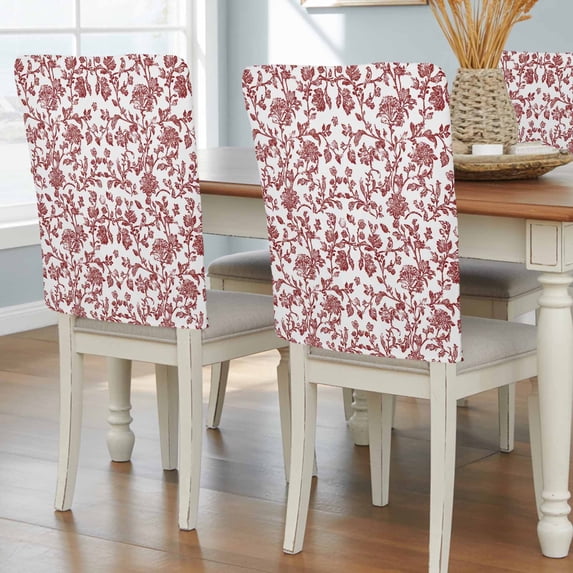 Red Boho Flower Chair Back Covers, Removable Chair Covers for Dining Chairs Set of 4, Washable Chairs Slipcovers Back Seat Protector for Wedding Party 19"x20"