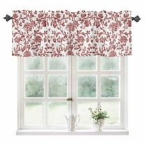 Red Boho Flower Kitchen Valances for Windows 42x12 Inch Kitchen Curtains Valances Rod Pocket Vintage Paisley Farmhouse Pattern Bathroom Window Valances for Window Treatment Decor