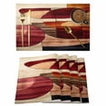 thumbnail image 1 of Red Boho Geometric Placemats Set of 12 Modern Abstract Art Place Mats Indoor Wipeable Table Mats Washable Cloth Dining Table Placemats for Kitchen Holiday Party Home Decor 13x19 Inch, 1 of 9