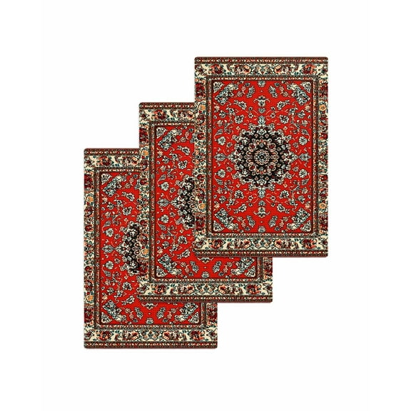 Red Boho Kitchen Dish Towels for Drying Dishes Set of 3, Vintage Farmhouse Abstract Floral Aesthetic Waffle Weave Microfiber Terry Hand Tea Bathroom Towels Quick Dry & Absorbent Towel 15.7x23.6