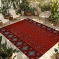 thumbnail image 1 of Red Boho Outdoor Rug for Patio/Deck/Porch, Non-Slip Large Area Rug 3 x 5 Ft, Vintage Ethnic Tribe Abstract Art Retro Indoor Outdoor Rugs Washable Area Rugs, Reversible Camping Rug Carpet Runner, 1 of 8