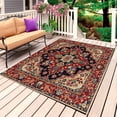 thumbnail image 1 of Red Boho Outdoor Rug for Patio/Deck/Porch, Non-Slip Large Area Rug 4 x 6 Ft, Contemporary Abstract Ethnic Retro Geometric Indoor Outdoor Rugs Washable Area Rugs, Reversible Camping Rug Carpet Runner, 1 of 8