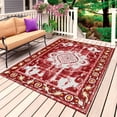 thumbnail image 1 of Red Boho Outdoor Rug for Patio/Deck/Porch, Non-Slip Large Area Rug 5 x 7 Ft, Multicolored Colorful Tainted Pattern Tribal Indoor Outdoor Rugs Washable Area Rugs, Reversible Camping Rug Carpet Runner, 1 of 8