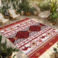 thumbnail image 1 of Red Boho Outdoor Rug for Patio/Deck/Porch, Non-Slip Large Area Rug 5 x 7 Ft, Southwestern Aztec Palm Tree Animals Patterned Indoor Outdoor Rugs Washable Area Rugs, Camping Rug Carpet Runner, 1 of 8