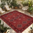thumbnail image 1 of Red Boho Outdoor Rug for Patio/Deck/Porch, Non-Slip Large Area Rug 5 x 8 Ft, Country Tribe Ethnic Geometric Stripes Art Indoor Outdoor Rugs Washable Area Rugs, Reversible Camping Rug Carpet Runner, 1 of 8