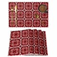thumbnail image 1 of Red Boho Placemats Set of 12, Vintage Country Ethnic Abstract Flowers Art Placemats for Dining Table, Place Mats for Kitchen Tabletop, Waterproof Wipeable Dining Table Mats Set, 1 of 9