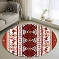 thumbnail image 1 of Red Boho Round Area Rug 4Ft Washable Circle Rugs for Bedroom Dining Room, Southwestern Aztec Palm Tree Animals Patterned Non-Slip Carpet Floor Mats Indoor Outdoor Carpet Runner Aesthetic Home Decor, 1 of 8