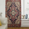 thumbnail image 1 of Red Boho Semi Sheer Curtains Drapes for Living Room, Bedroom, French Doors Window 63 Inches Long, Contemporary Abstract Ethnic Retro Geometric Rod Pocket Chiffon Curtain Drapery Voile Drape Panel, 1 of 6