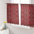 thumbnail image 1 of Red Boho Sheer Curtains 54 Inch Length 2 Panels Set, Country Tribe Ethnic Geometric Stripes Art Voile Window Treatment Rod Pocket Short Kitchen Curtains Drapes for Bedroom 52"x54"x2, 1 of 7