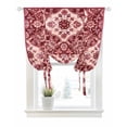 thumbnail image 1 of Red Boho Tie Up Curtains for Window, Thermal Insulated Balloon Shade Adjustable Rod Pocket Curtains Valance Panels for Kitchen Bathroom Cafe 52 x 45 Ethnic Tribal Abstract Traditional Floral, 1 of 6