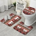 thumbnail image 1 of Red Boho Tribal Diamonds and Rectangles Pattern Bathroom Rugs Sets 3 Piece,Toilet Cover Set,Absorbent Non Slip Bathroom Mats Sets with U-Shaped Contour Rug Toilet Rug Set, 1 of 5