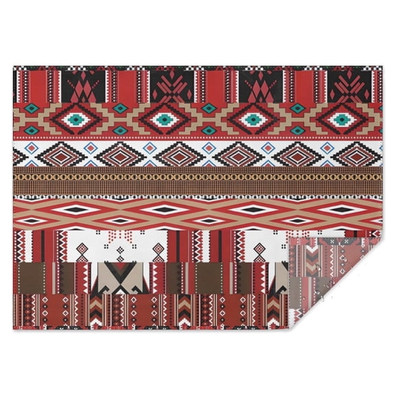 Red Boho Tribal Diamonds and Rectangles Rectangle Tablecloth 60"x84",Waterproof Polyester Rectangle Table Cloth, Wipeable Spillproof Polyester Tablecloth for Dining, Camping, Indoor and Outdoor