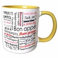 thumbnail image 1 of 3drose, Red Bon Appetit Kitchen Typography Text Art - Words for Enjoy Your Meal in Many Languages, 11oz Two-tone Yellow Mug, 1 of 6