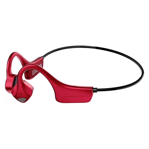 [Red] Bone Conduction Bluetooth 5.0 Headphones, Open-Ear Wireless Sport Earbuds with IP65 Sweatproof, 8H Playtime for Running Cycling