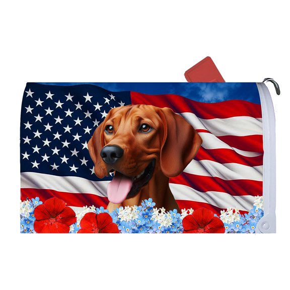 Red Bone Coonhound - Best of Breed Patriotic Dog Breed Mail Box Cover