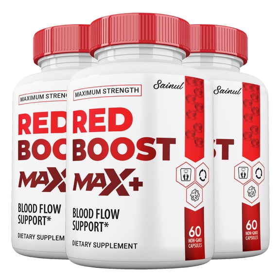 Red Boost Max+ Blood Flow Support Capsules, Official Advanced Formula by Sainul (3 pack)