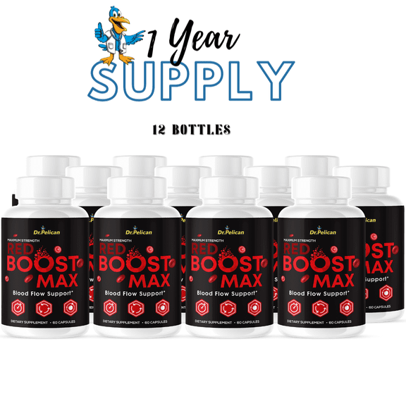 Red Boost Max- Blood Support - 12 Bottles- 720 Capsules- Dr. Pelican