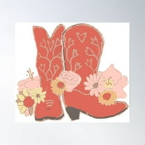 Red Boots And Flowers Poster Wall Art, Modern Wall Decor For Living Room Bedroom, 8x12 UNFRAMED