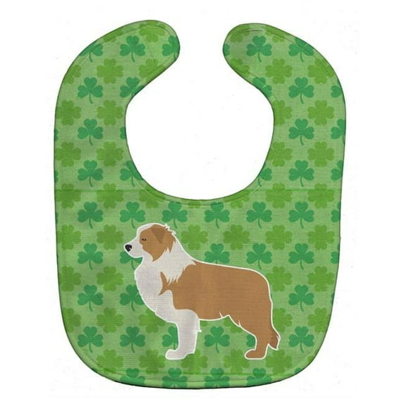 Red Border Collie Shamrocks Baby Bib
