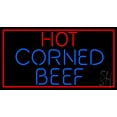 thumbnail image 1 of Red Border Hot Corned Beef LED Neon Sign 13 x 24 - inches, Clear Edge Cut Acrylic Backing, with Dimmer - Bright and Premium built indoor LED Neon Sign for restaurant window and interior decor., 1 of 7