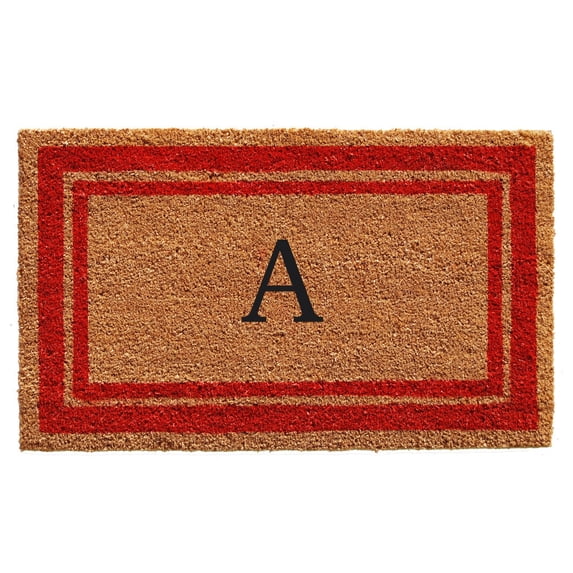 Red Border Monogram Doormat (Letter D)