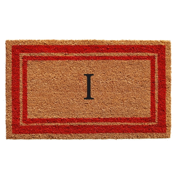 Red Border Monogram Doormat (Letter I)
