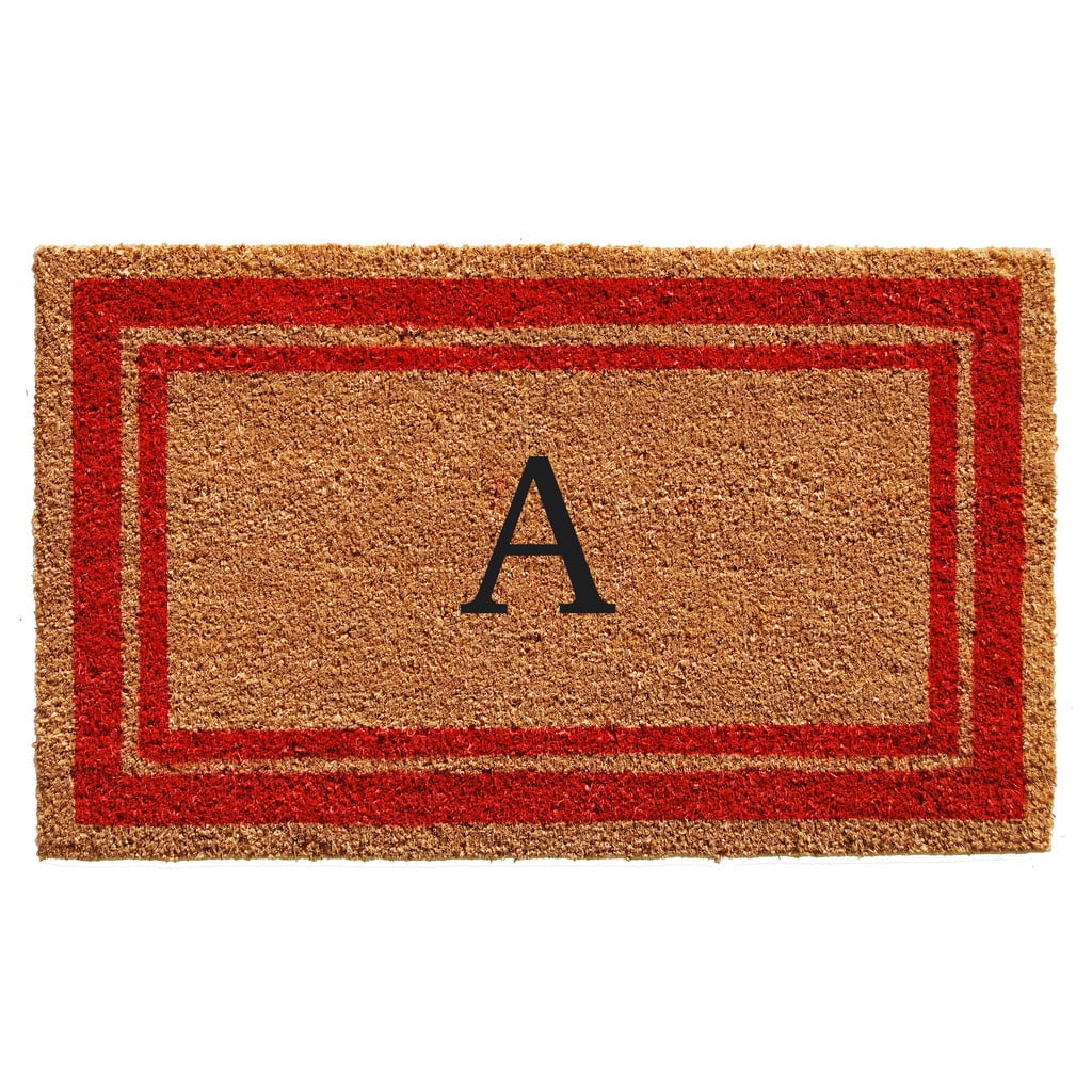 Red Border Monogram Doormat (Letter P)