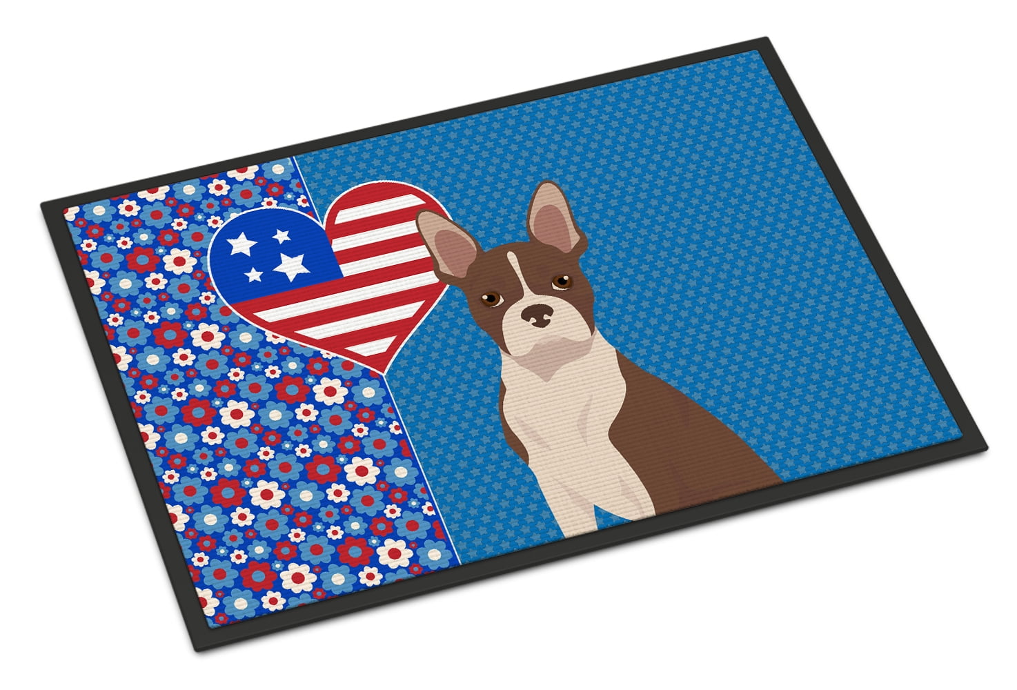 Red Boston Terrier Indoor or Outdoor Mat 24x36 36 in x 24 in