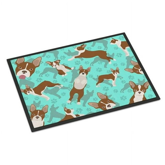 Red Boston Terrier Indoor or Outdoor Mat 24x36 36 in x 24 in