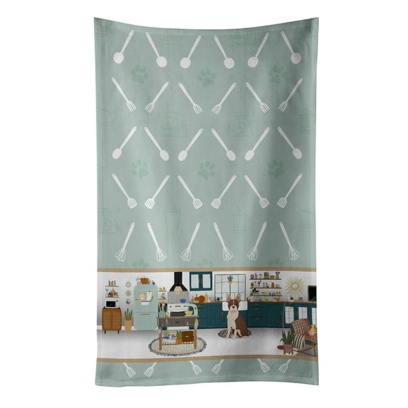 Red Boston Terrier in the Kitchen Kitchen Towel