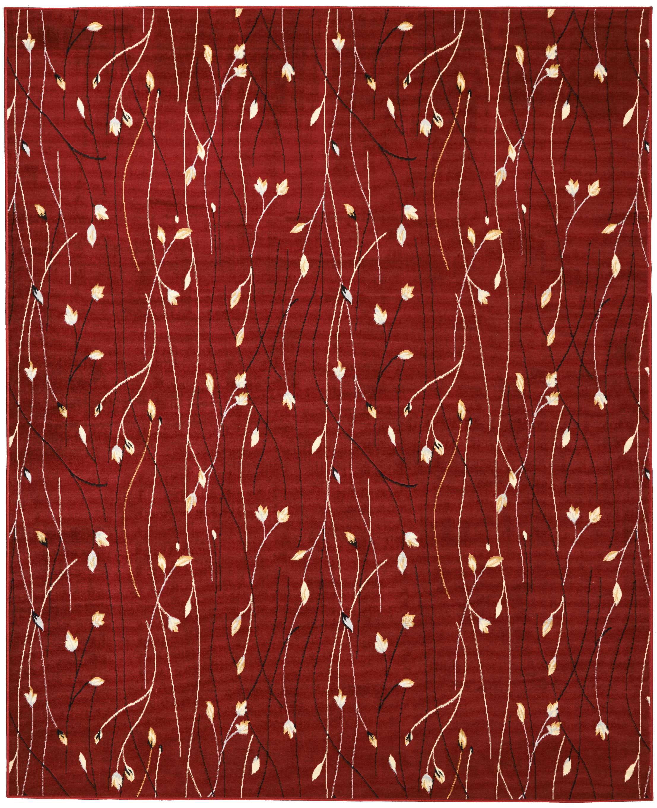 Red Botanical Area Rug by Pinewood Grove