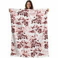thumbnail image 1 of Red Botanical Flannel Throw Blanket for Couch, Lightweight Fleece Soft Cozy Bed Blankets for Boys Girls Adults Kids, Vintage Nature Flower Floral All Season Personalized Car Blanket 30 x 40 Inch, 1 of 9