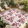 thumbnail image 1 of Red Botanical Outdoor Rug 5x8 Ft - Reversible Patio Rug Outdoor Camping Rugs, Vintage Nature Flower Floral Washable Indoor Outdoor Area Rugs, Non-Slip Outdoor Carpet Runner for Deck/Porch, 1 of 8