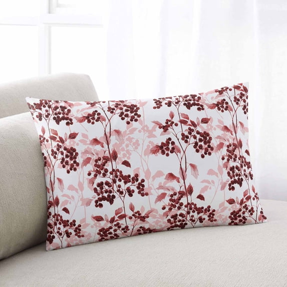 Red Botanical Throw Pillow Cover, Pillowcase Protectors with Zipper, Breathable Decorative Lumbar Pillow Case Cover, Vintage Nature Flower Floral Pillow Shams for Couch Sofa 12x20Inch