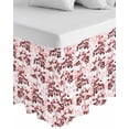 thumbnail image 1 of Red Botanical Wrap Around Bed Skirts for California King Bed 18" Drop,Bed Skirt with Adjustable Elastic Belt Dust Ruffle Bed Valance for Bedroom Hotel Vintage Nature Flower Floral Bed Frame Cover, 1 of 7