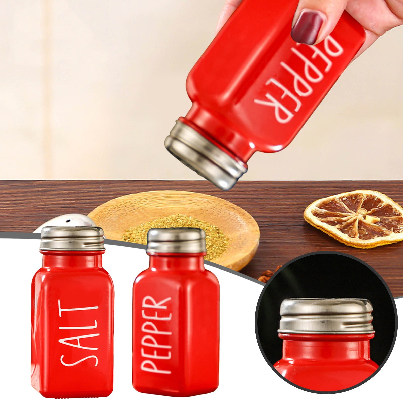 Red Bottle BBQ Bottle Kitchen Pepper Bottle Glass Condiment Bottle