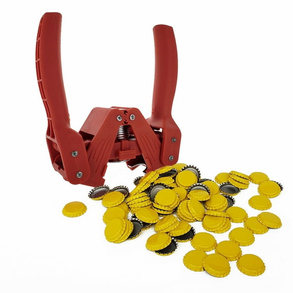 Red Bottle Capper with Yellow Crown Oxygen Barrier Beer Bottle Caps 144 Count