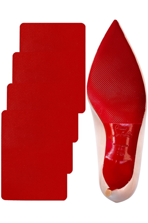 Red Bottom Shoe Protector Compatible with Christian Louboutin Shoes,Self-Adhesive Sole Guard to Protect & Restore Shoe Bottoms, Anti-Slip Replacement for High Heels (6x4.5", Red 4Pcs)